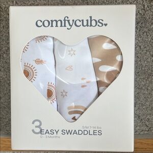 Comfy Cubs 3 Easy Swaddles - White and Blue